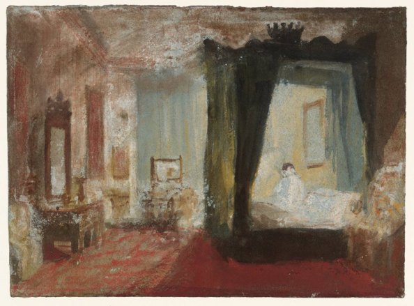 Joseph Mallord William Turner (1775-1851 English) • A Bedroom with a Large Four-Poster Bed 1827